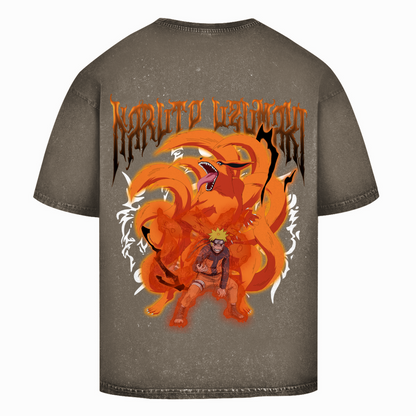 Oversize Washed T-Shirt Naruto Nine Tail Mode Naruto Shippuden