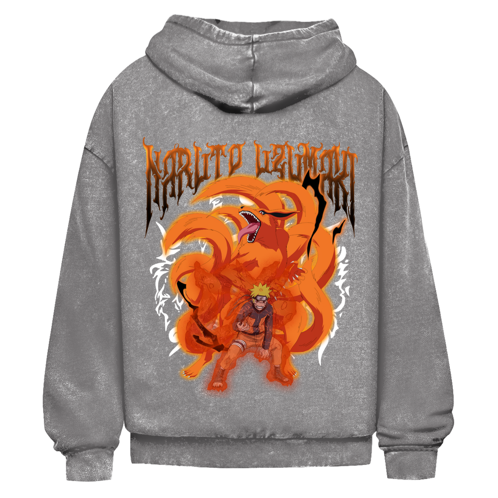 Oversize Washed Hoodie Naruto Nine Tail Mode 