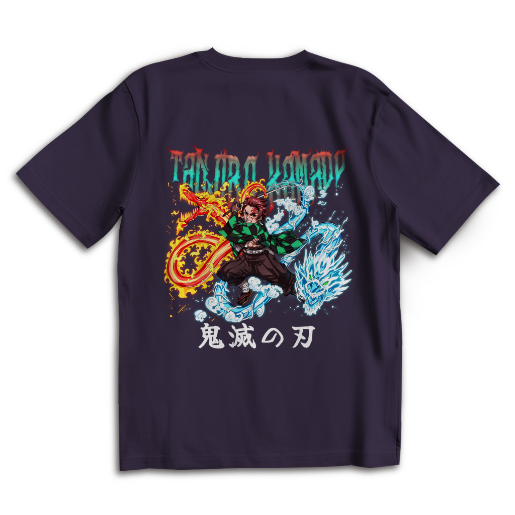 Oversize T-Shirt Tanjiro Fire/Water Dragon Demon Slayer