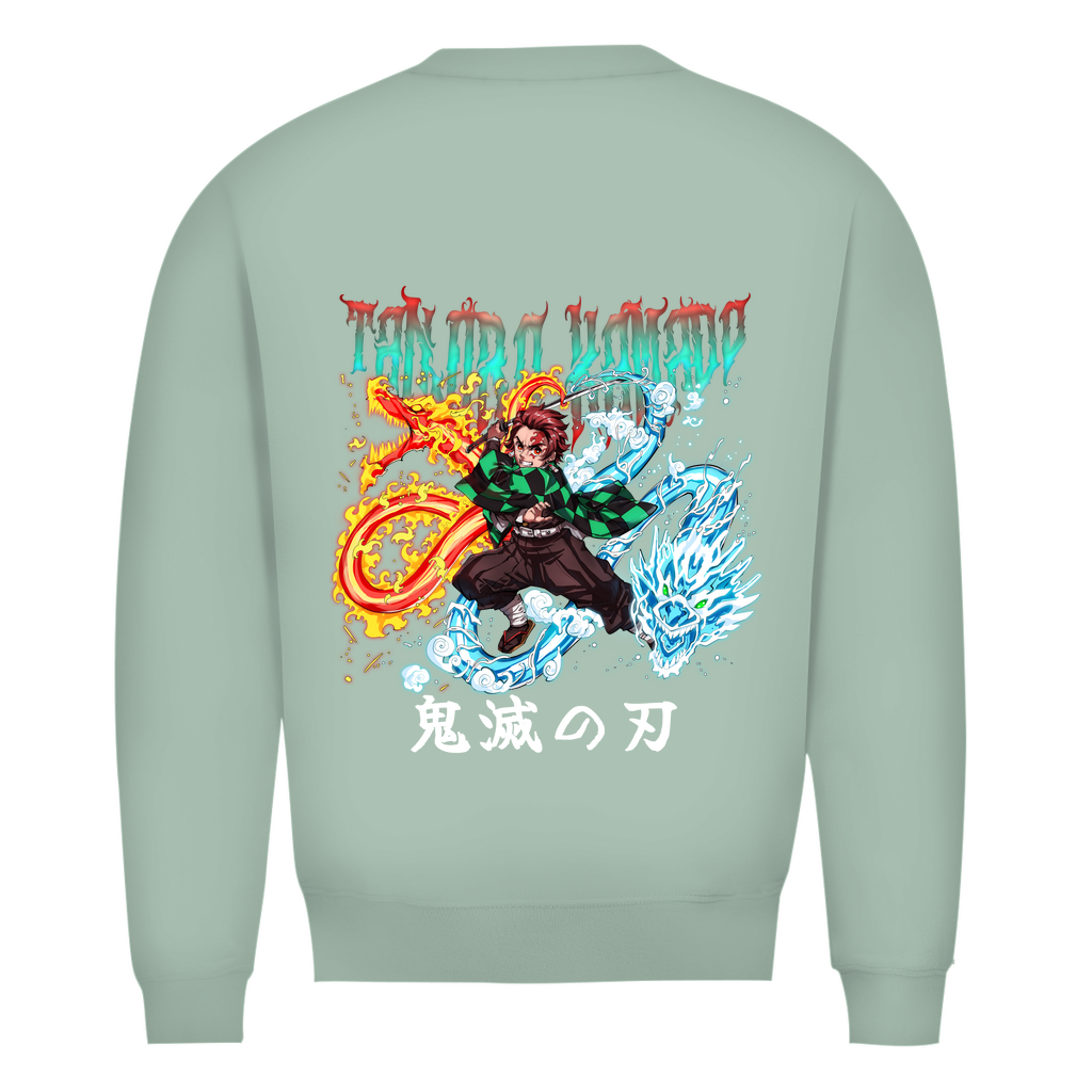 Herren Premium Bio Sweatshirt Tanjiro Fire/Water Dragon Demon Slayer