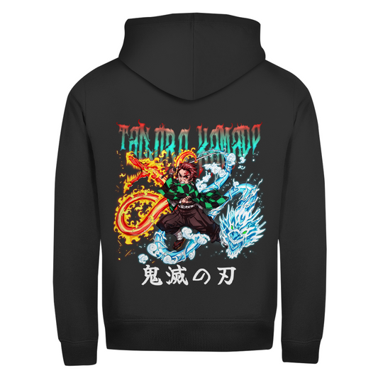 Unisex Zipper Hoodie Tanjiro Fire/Water Dragon Demon Slayer