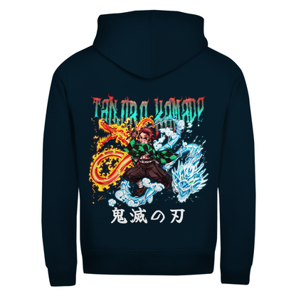 Unisex Zipper Hoodie Tanjiro Fire/Water Dragon Demon Slayer