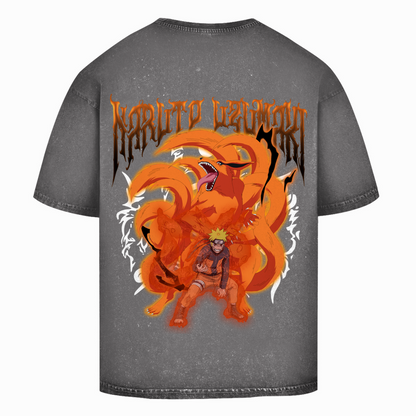 Oversize Washed T-Shirt Naruto Nine Tail Mode Naruto Shippuden