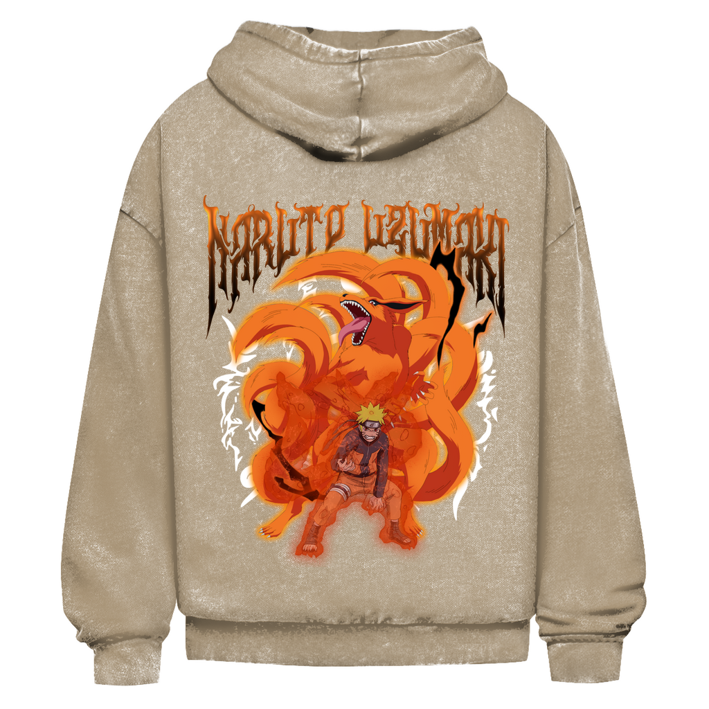 Oversize Washed Hoodie Naruto Nine Tail Mode 