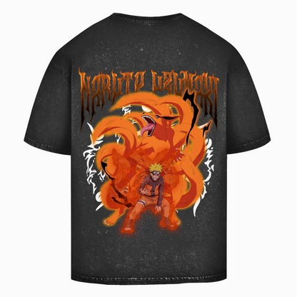 Oversize Washed T-Shirt Naruto Nine Tail Mode Naruto Shippuden